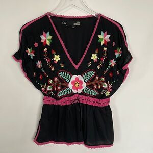 Love Moschino Beaded & Embroidered Cotton Top